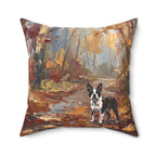 Boston Terrier Acrylic Painting Pillow, Autumn Woods Dog Art Decor, Boston Terrier Gift, Pet Lover Wall Art — view 6