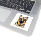 German Shepherd Watercolor Floral Crown Kiss-Cut Stickers | Premium Dog Prints | Tritan