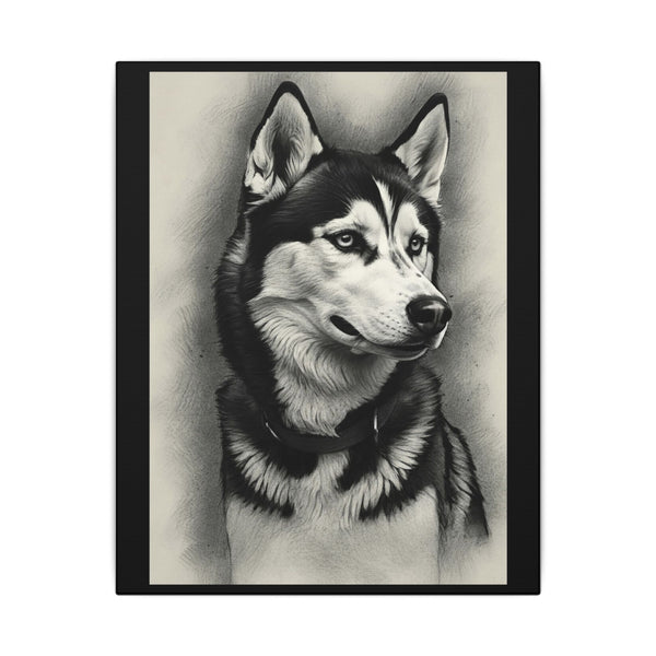 Siberian Husky Charcoal Portrait Canvas Wall Art, Dog Lover Gift, Pet Memorial Art, Nordic Dog Home Decor