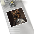 German Shepherd Medieval Knight Portrait Sticker, Dog Portrait Vinyl Decal, Kiss-Cut Sticker, German Shepherd Lover Gift