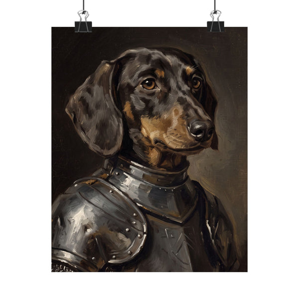 Dachshund Medieval Knight Portrait Matte Poster, Regal Dog Art Print, Dachshund Lover Gift, Wall Art