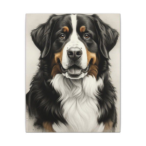 Bernese Mountain Dog Charcoal Portrait Canvas Print | Berner Wall Art Decor | Dog Lover Gift | Pet Memorial Art | Stretched Canvas