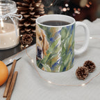 Golden Retriever Watercolor Garden Peek Ceramic Mug 11oz | Dog Lover Gift