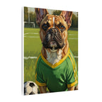 French Bulldog Oil Painting Soccer Portrait Canvas Wall Art Decor Gift for Dog Lovers