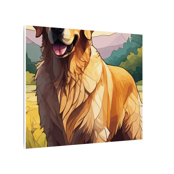 Golden Retriever Stained Glass Canvas Wall Art, Dog Lover Gift, Pet Portrait Print, Golden Retriever Art, Unique Home Decor
