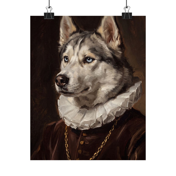 Siberian Husky Renaissance Royal Portrait Matte Poster, Regal Dog Art Print, Siberian Husky Lover Gift, Wall Art