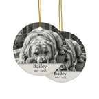 Front and back of the Labrador Retriever memorial ornament: the same design prints on both sides