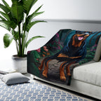 Rottweiler Low Poly Forest Sherpa Fleece Blanket | Dog Lover Gift