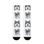 Siberian Husky Socks | Fun All Over Print Dog Socks | Husky Mom Gift | Cute Crew Socks for Dog Lovers | Stocking Stuffer