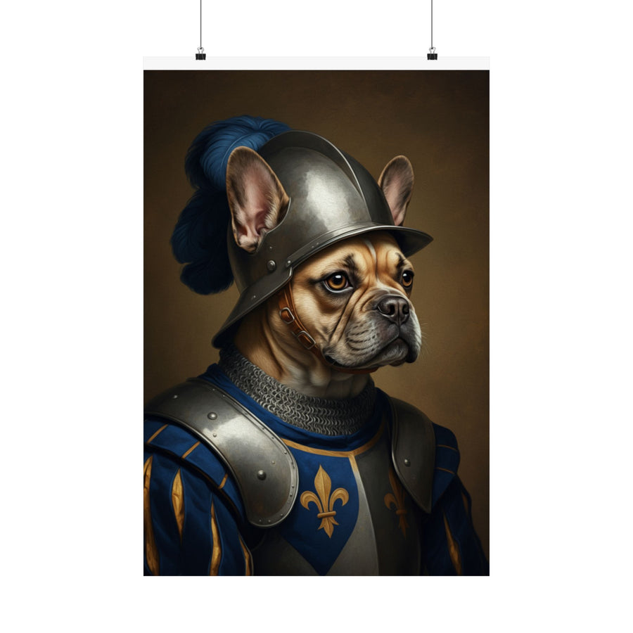 French Bulldog Medieval Knight Portrait Matte Poster, Regal Dog Art Print, French Bulldog Lover Gift, Wall Art