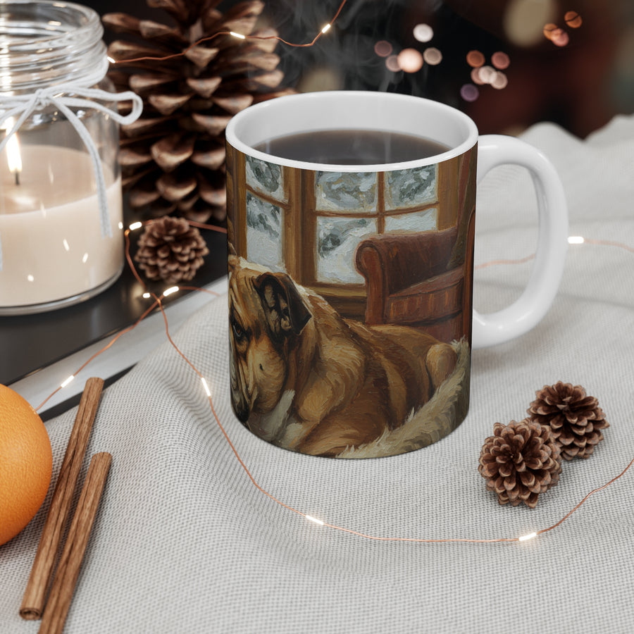 Acrylic English Bulldog - Winter Hearth | Ceramic Mug 11oz