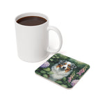 Australian Shepherd Watercolor Garden Peek Drink Coaster | Premium Dog Prints | Tritan — detail view