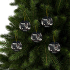 Pack of 5 Australian Shepherd Christmas ornaments on a Christmas tree