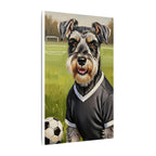 Miniature Schnauzer Soccer Portrait Oil Painting Canvas Wall Art, Schnauzer Dog Lover Gift, Pet Decor, Sports Fan Home Decor