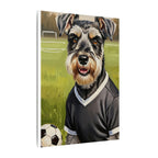 Miniature Schnauzer Soccer Portrait Oil Painting Canvas Wall Art, Schnauzer Dog Lover Gift, Pet Decor, Sports Fan Home Decor