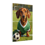 Dachshund Oil Painting Soccer Portrait Stretched Canvas Wall Art | Funny Dog Decor Gift | Pet Lover Home Art