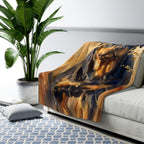 Rottweiler Watercolor Meadow Golden Throw Blanket | Premium Dog Art | Tritan