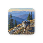 Acrylic Australian Shepherd - Mountain Overlook | Cork Back Coaster
