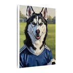 Siberian Husky Oil Painting Soccer Portrait Canvas Art | Dog Wall Decor | Pet Lover Gift for Sports Fans