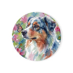 Australian Shepherd Watercolor Drink Coaster by Tritan — front studio view