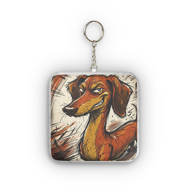 The Sneaky Dachshund Plush Keychain | Comic Dog Art Gift