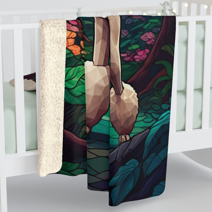 Poodle Low Poly Forest Sherpa Fleece Blanket | Dog Lover Gift