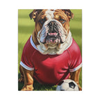 English Bulldog Oil Painting Soccer Portrait Canvas Wall Art | Funny Dog Decor Gift for Him Her | Bulldog Lover Art Print