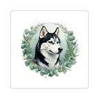 Siberian Husky Watercolor Botanical Wreath Kiss-Cut Stickers | Premium Dog Prints | Tritan — view 3 of 12