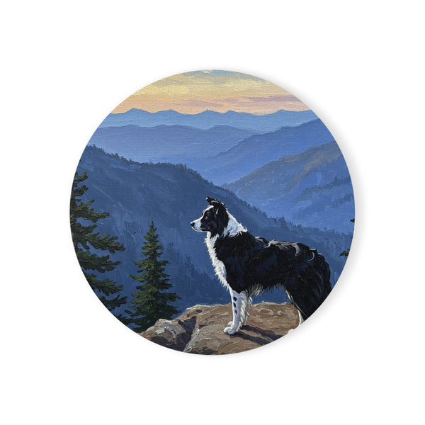 Acrylic Border Collie - Mountain Overlook | Cork Back Coaster