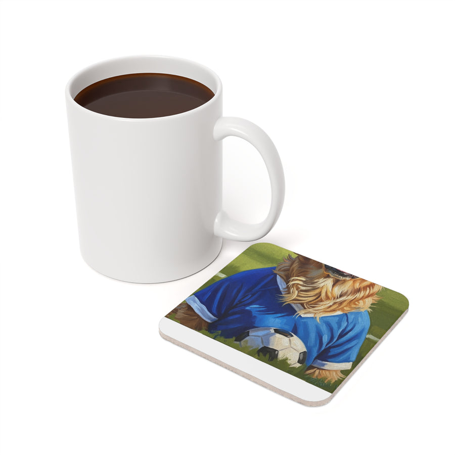 Golden Retriever Oil Painting Soccer Portrait Coaster | Dog Art Gift | Pet Decor