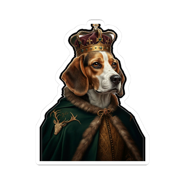 Beagle Kings & Queens Royal Portrait Sticker, Dog Portrait Vinyl Decal, Kiss-Cut Sticker, Beagle Lover Gift