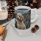 Acrylic Gallery Print Poodle - Coastal Cliffside | Ceramic Mug 11oz — detail view