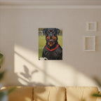 Rottweiler Oil Painting Soccer Portrait Canvas Wall Art Decor | Rottie Dog Lover Gift | Premium Pet Portrait Print