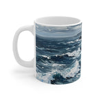 Acrylic Painting Siberian Husky - Coastal Cliffside | Ceramic Mug 11oz