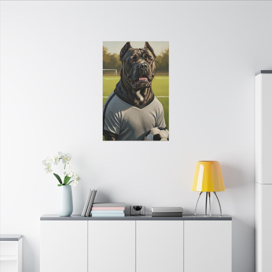 Cane Corso Oil Painting Soccer Portrait Canvas Wall Art | Dog Lover Gift | Athletic Pet Decor