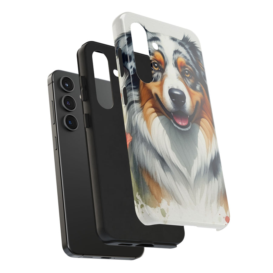 Australian Shepherd Watercolor Wildflower Field Phone Case | Premium Dog Prints | Tritan — detail view