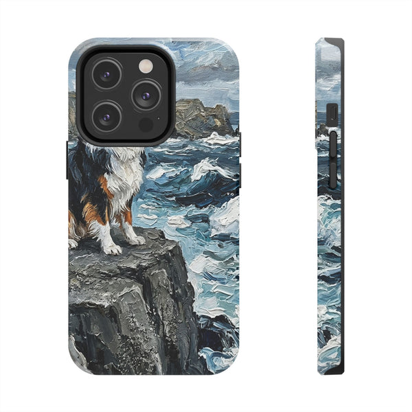 Australian Shepherd Acrylic Gallery Print Coastal Cliffside Phone Case | Premium Dog Prints | Tritan