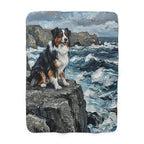 Australian Shepherd Acrylic Gallery Print Coastal Cliffside Throw Blanket | Premium Dog Prints | Tritan — primary view