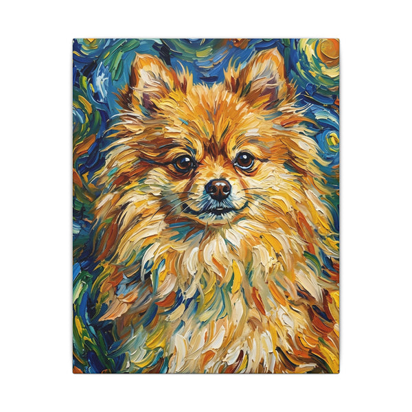 Pomeranian Post-Impressionist Oil Painting Canvas Wall Art | Pomeranian Gift | Dog Lover Decor | Pet Portrait Stretched Canvas Print