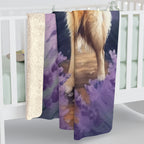 Golden Retriever Watercolor Lavender Fields Throw Blanket | Premium Dog Prints | Tritan — detail view