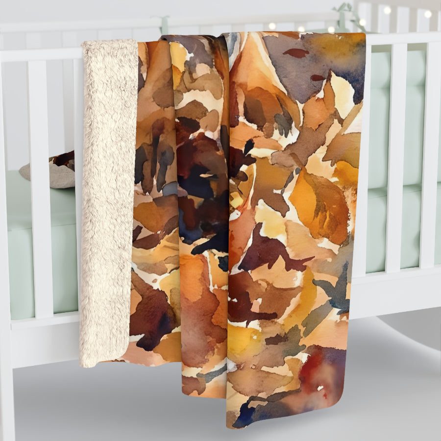 Rottweiler Watercolor Autumn Path Throw Blanket | Premium Dog Art | Tritan