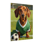 Dachshund Oil Painting Soccer Portrait Stretched Canvas Wall Art | Funny Dog Decor Gift | Pet Lover Home Art