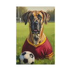 Great Dane Oil Painting Soccer Portrait Stretched Canvas Wall Art | Dog Lover Gift | Giant Breed Decor