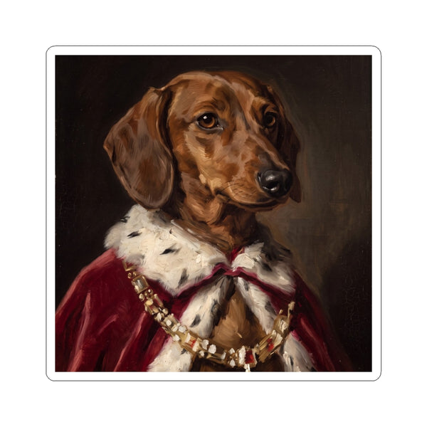 Dachshund Kings & Queens Royal Portrait Sticker, Dog Portrait Vinyl Decal, Kiss-Cut Sticker, Dachshund Lover Gift