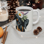Rottweiler Watercolor Floral Crown Coffee Mug | Premium Dog Prints | Tritan — detail view