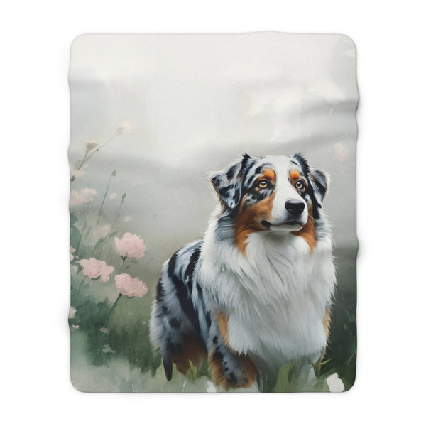 Australian Shepherd Watercolor Rain Garden Throw Blanket | Premium Dog Prints | Tritan
