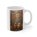 Shiba Inu Mug, Autumn Woods Acrylic Painting Dog Art Ceramic Coffee Cup, Pet Lover Gift, Home Decor