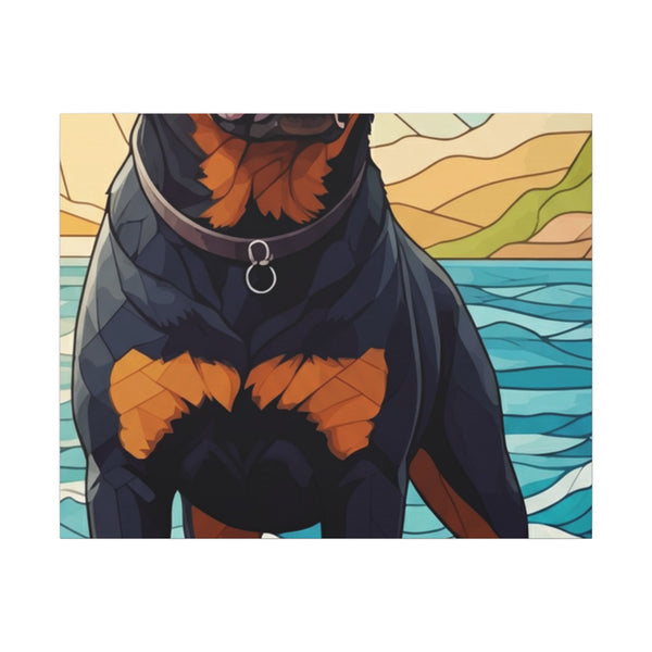 Rottweiler Stained Glass Canvas Wall Art | Dog Lover Gift | Unique Rottie Decor | Pet Art Print