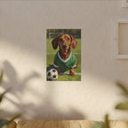 Dachshund Oil Painting Soccer Portrait Stretched Canvas Wall Art | Funny Dog Decor Gift | Pet Lover Home Art