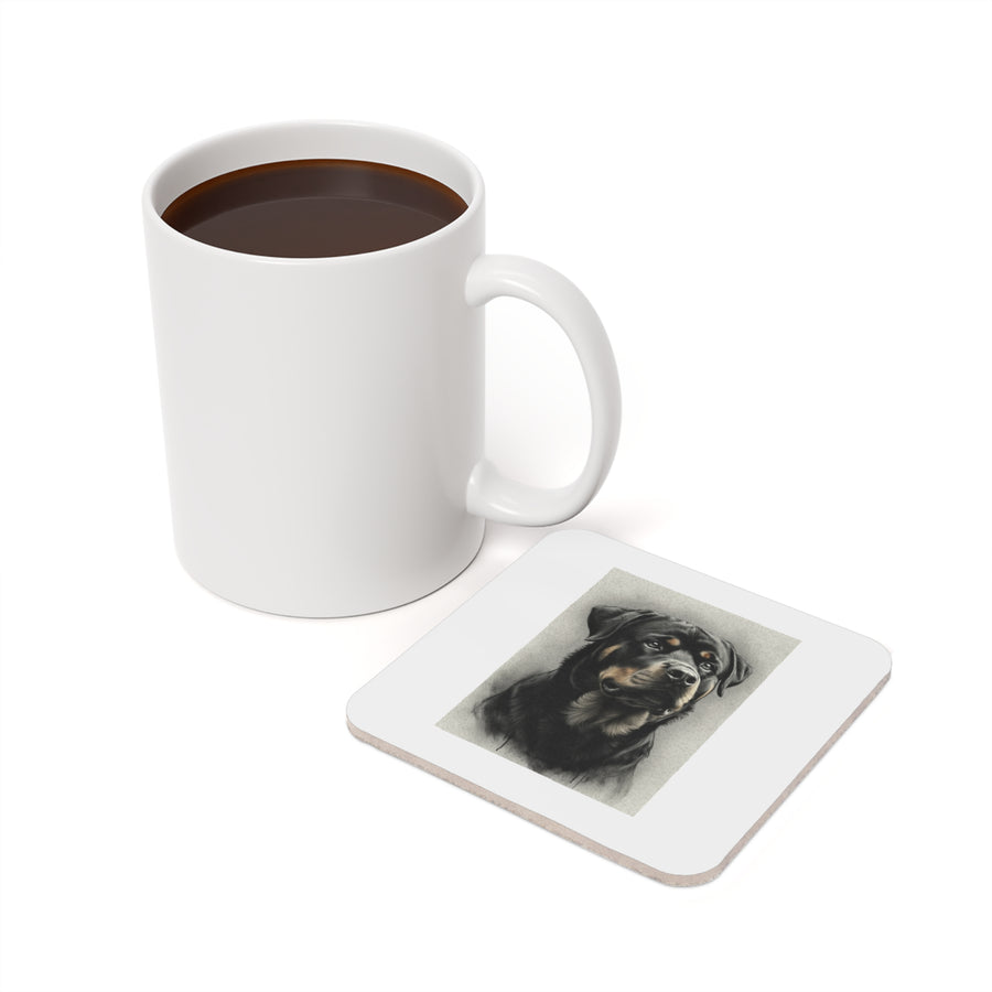 Charcoal Rottweiler Rottweiler Cork Back Coaster - Rottweiler pride — gentle giants deserve great art — detail view